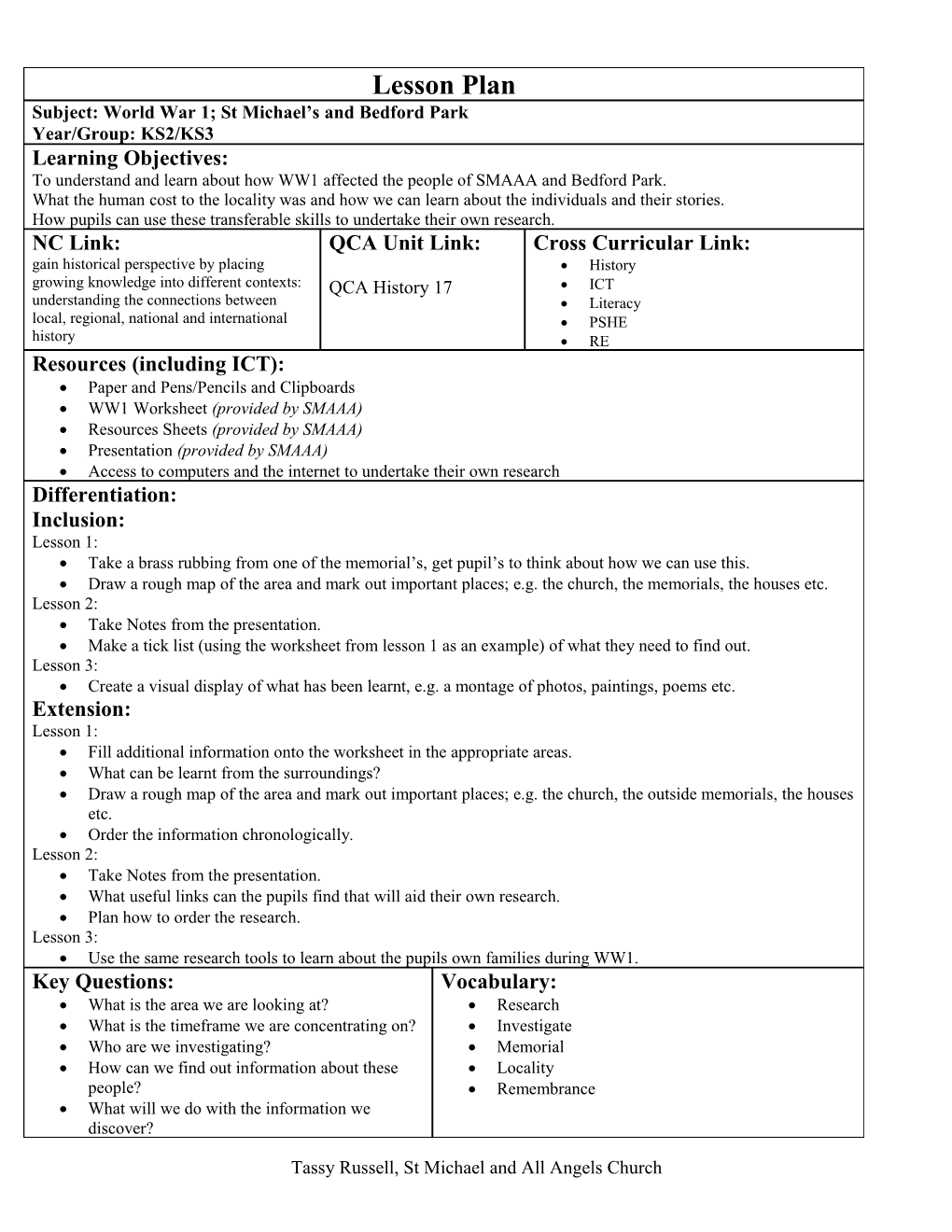 Individual Session Plan