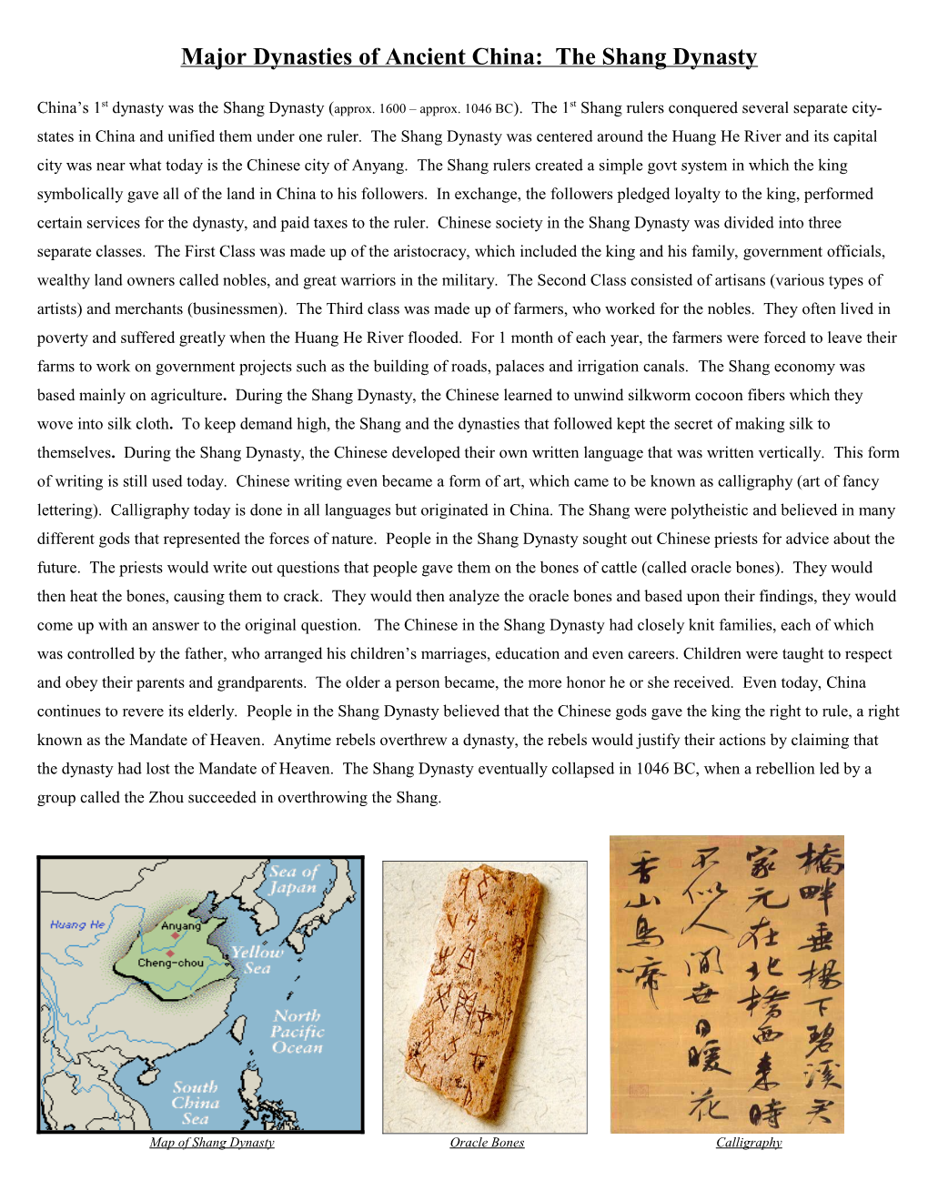 Ancient China: the Shang Dynasty