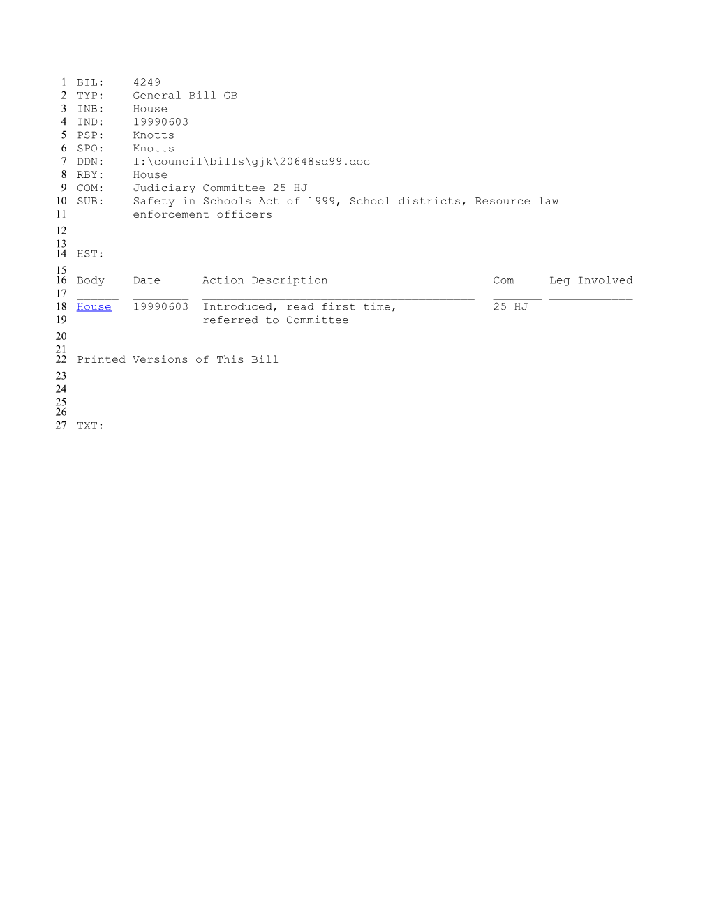 1999-2000 Bill 4249: Safety in Schools Act of 1999, School Districts, Resource Law Enforcement