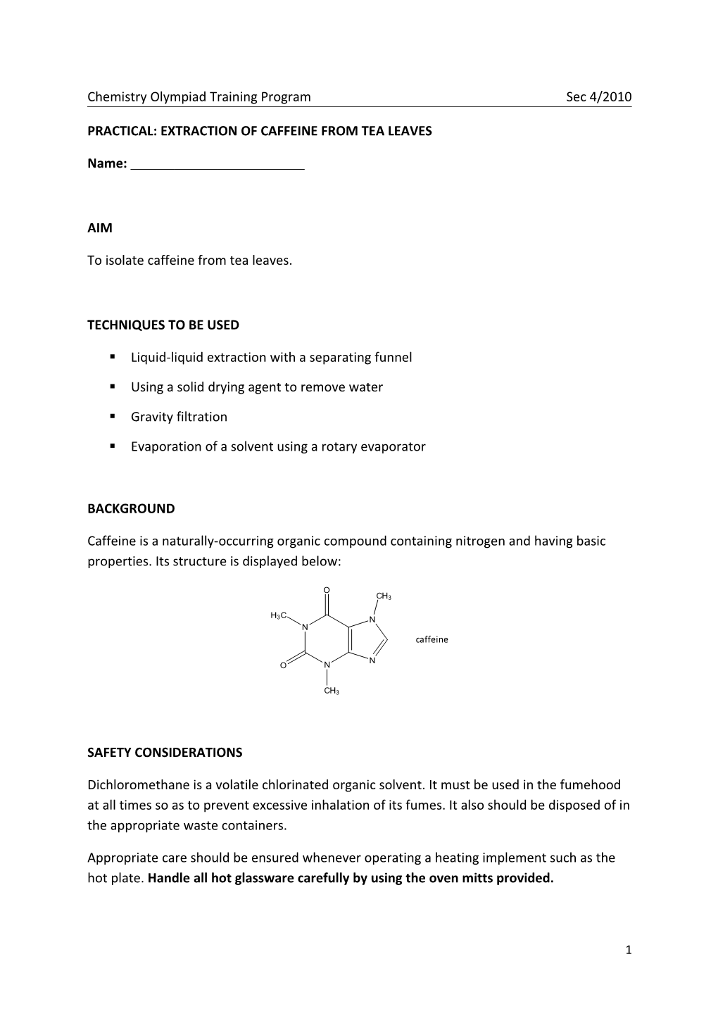 Chemistry Olympiad Training Program