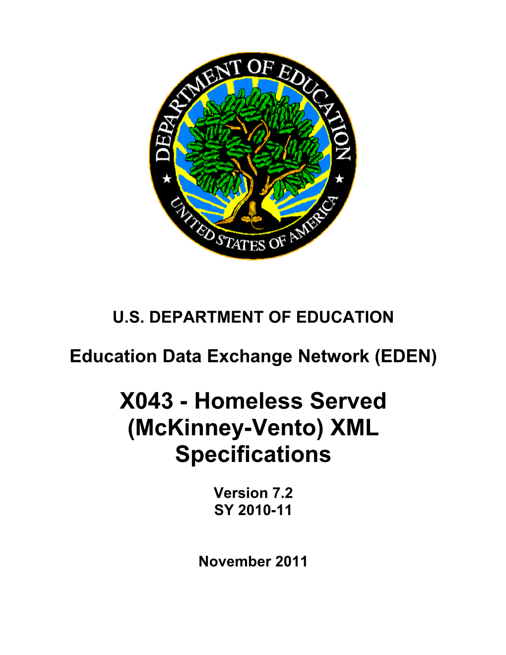Homeless Served (Mckinney-Vento) XML Specifications