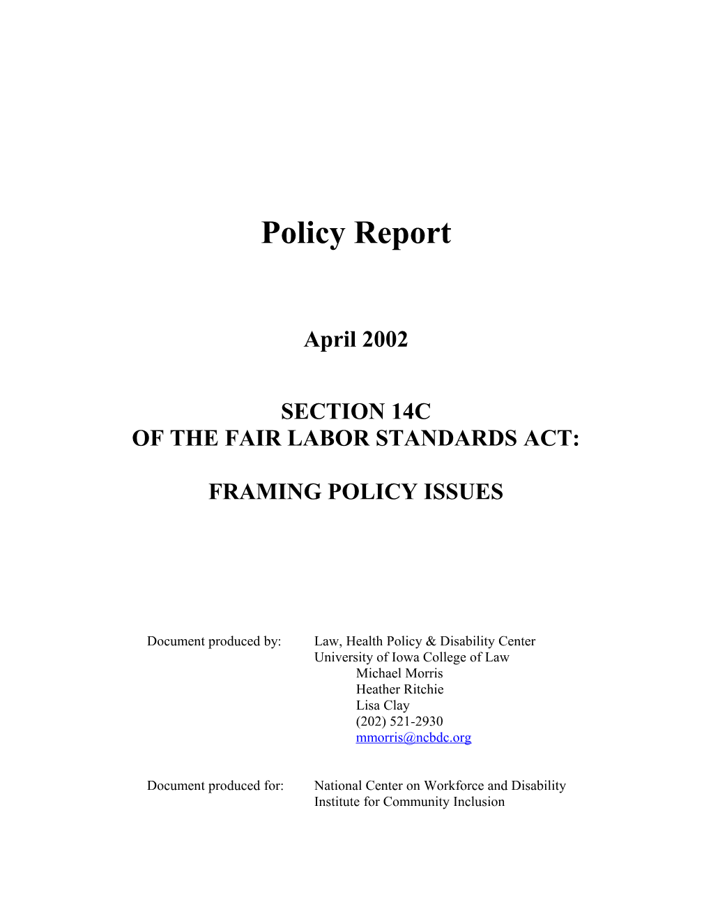 Of the Fair Labor Standards Act