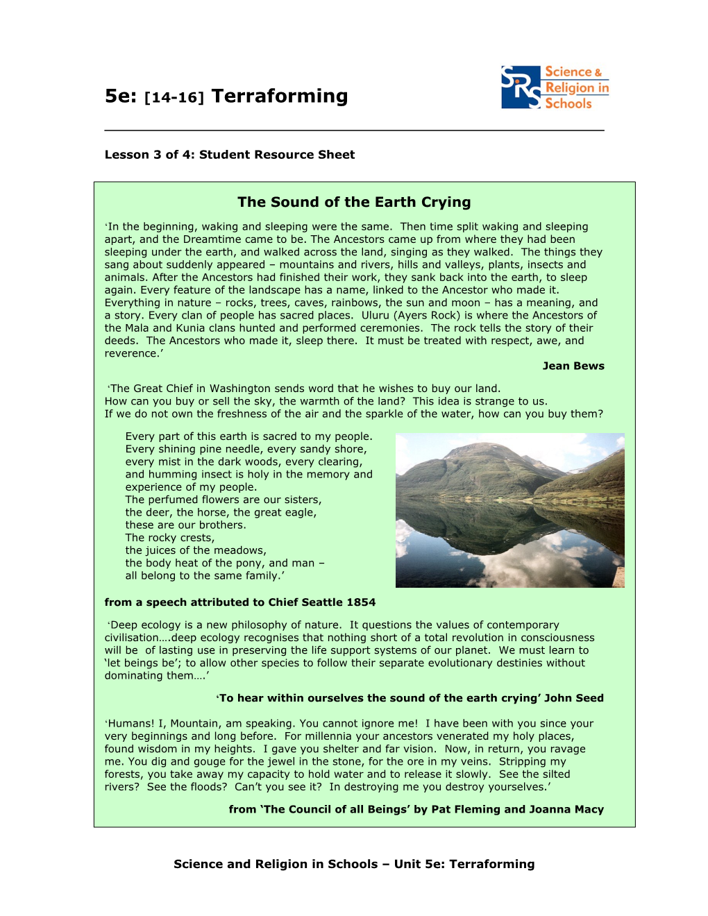 Lesson 3 of 4: Student Resource Sheet