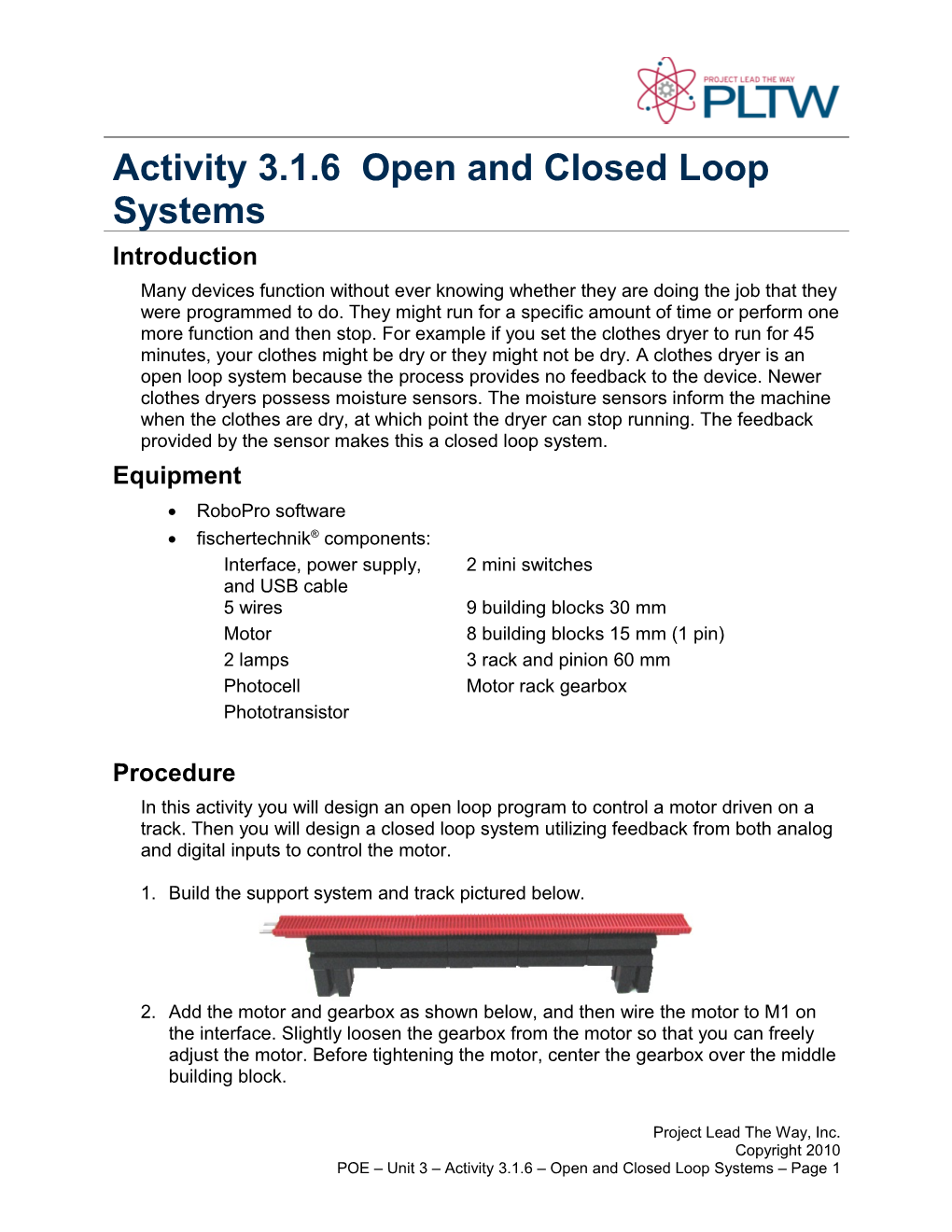 Activity 3.1.6 Open and Closed Loop Systems