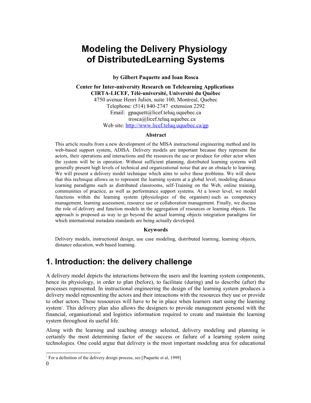 Modeling the Delivery Physiology