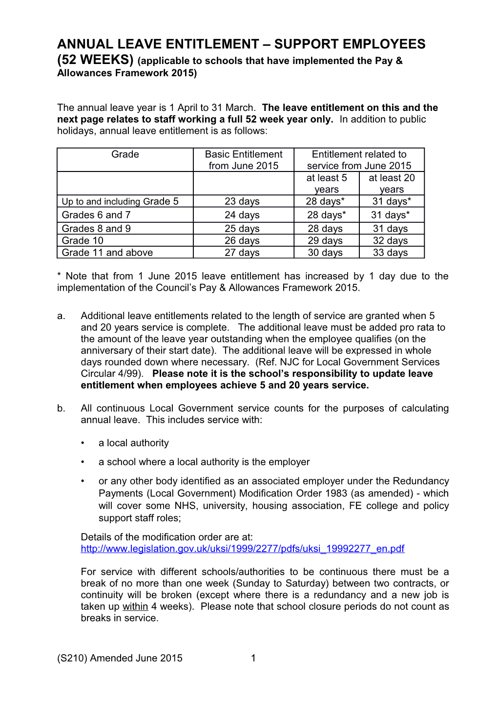 E Annual Leave and Term Time Working Arrangements