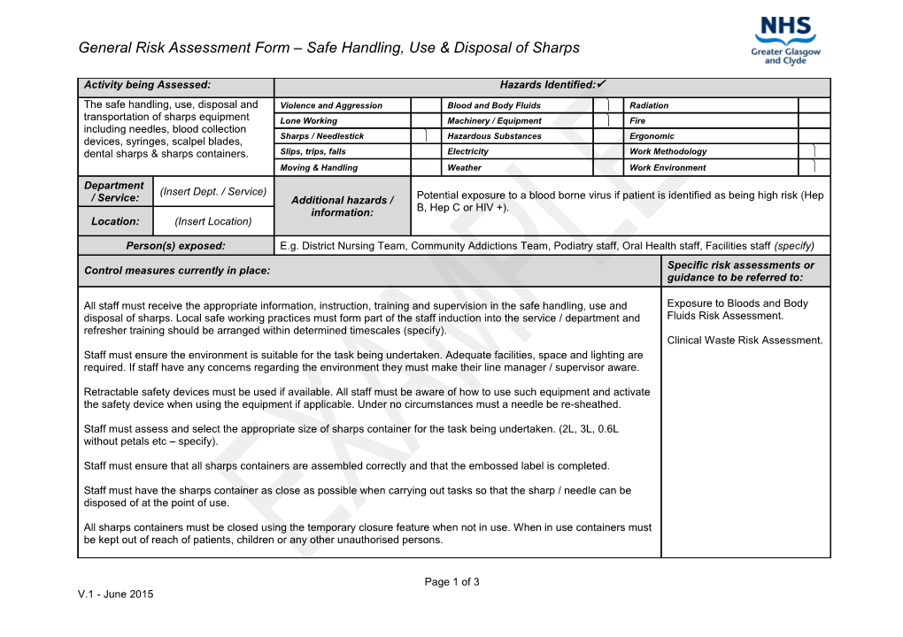 Activity Being Assessed