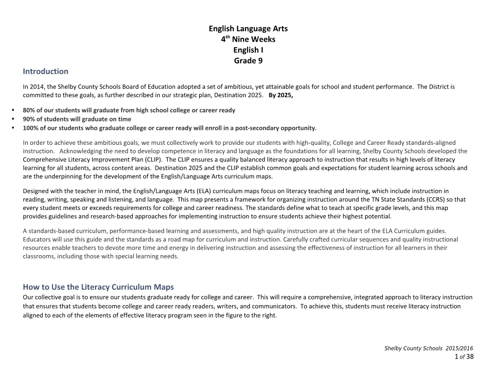 English I : Curriculum Map