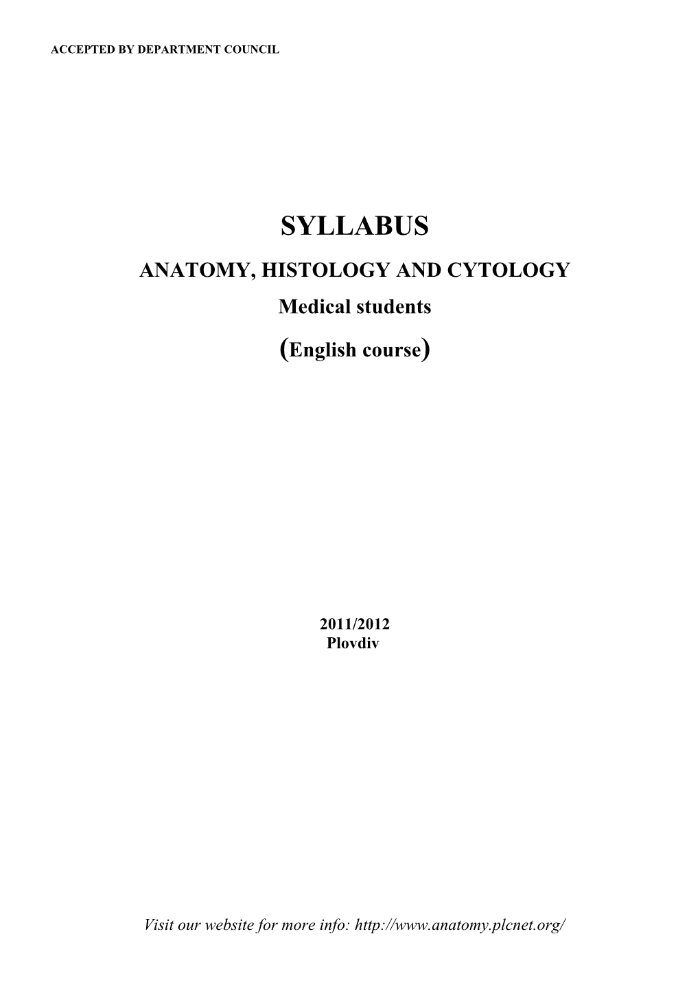 Anatomy, Histology and Cytology