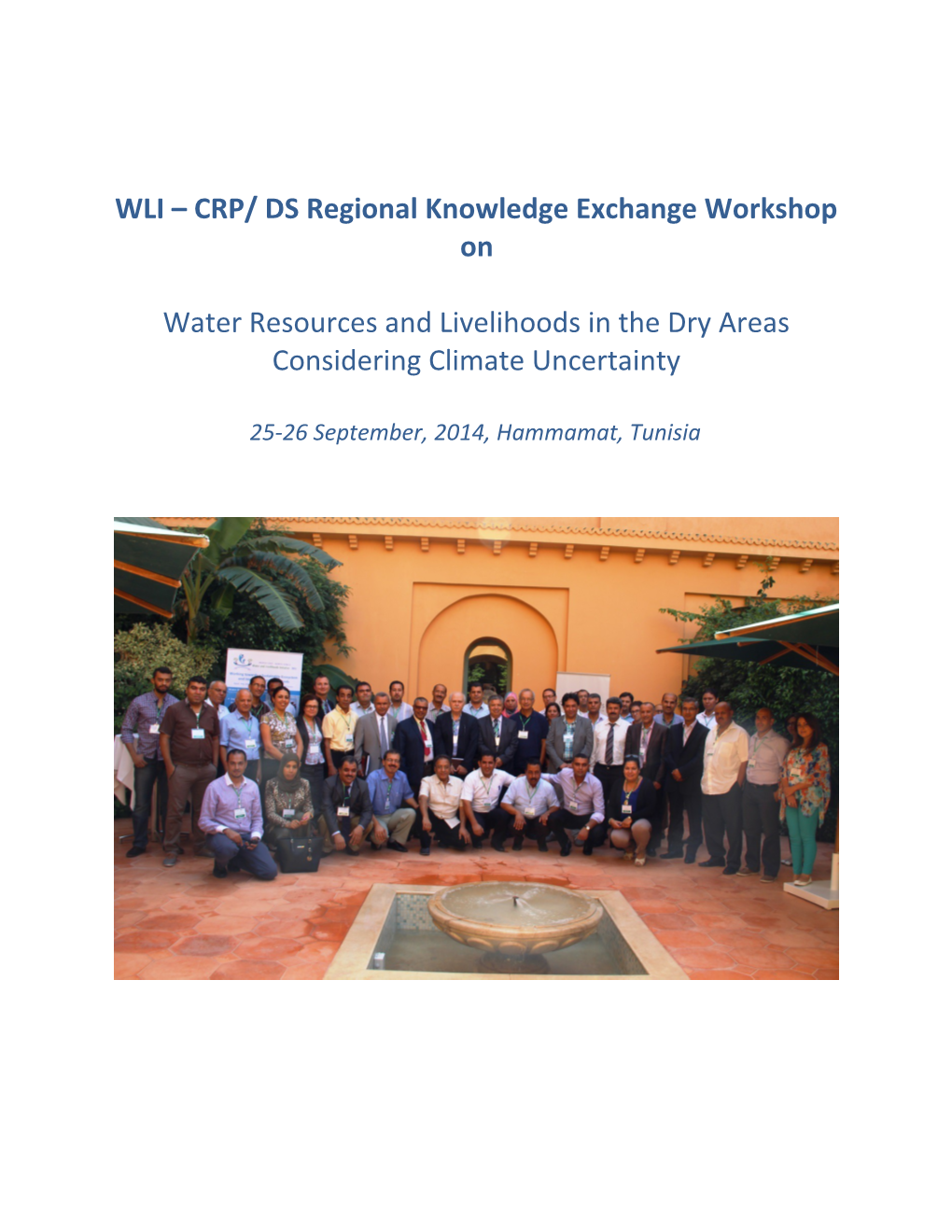 WLI CRP/ DS Regional Knowledge Exchange Workshop On