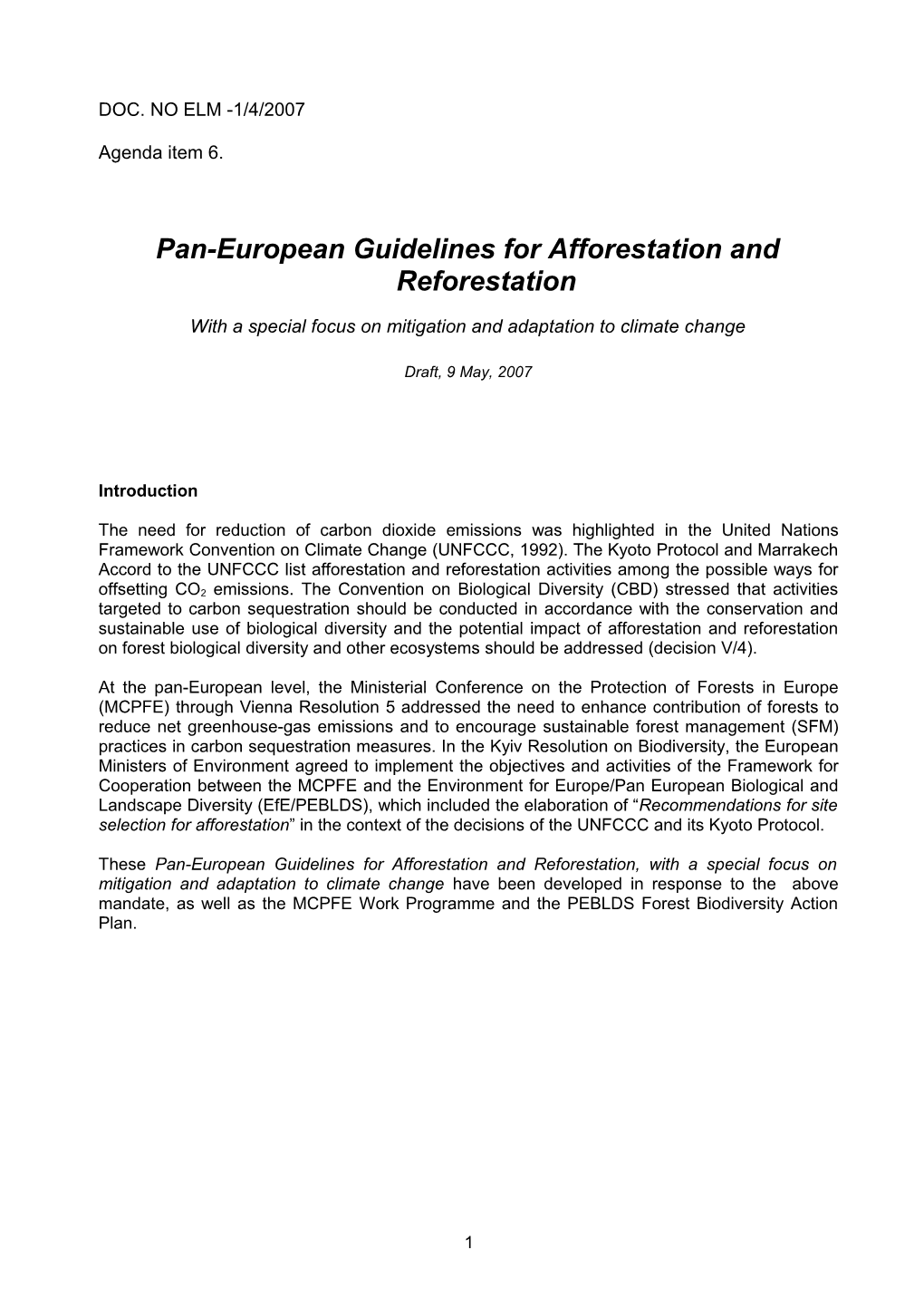 Pan-European Guidelines for Afforestation and Reforestation