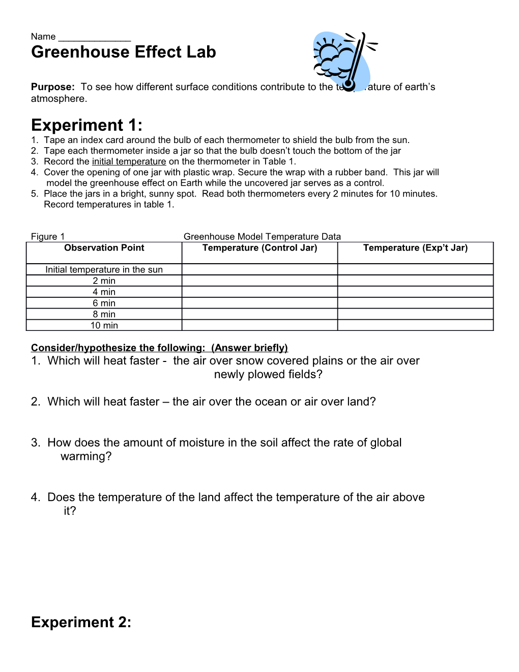 Greenhouse Effect Lab