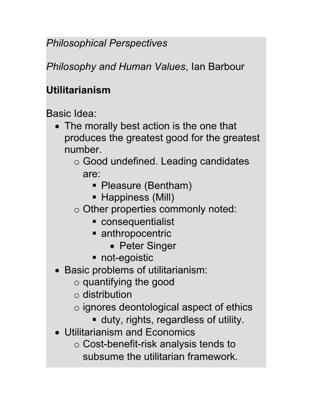 Philosophy and Human Values, Ian Barbour