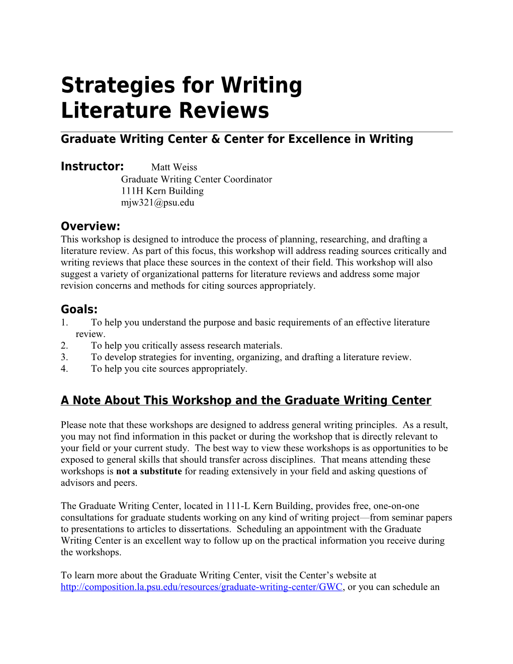 Strategies for Writing