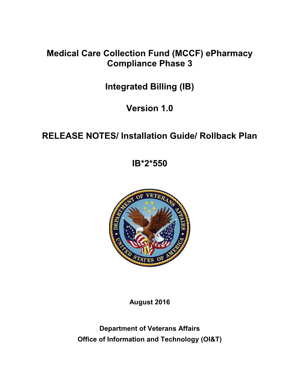 Medical Care Collection Fund (MCCF) Epharmacy Compliance Phase 3