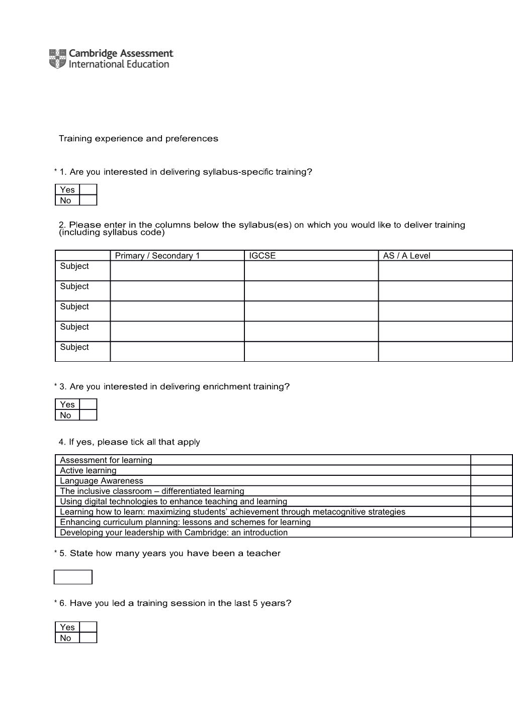 Trainer Application Form China November 2017