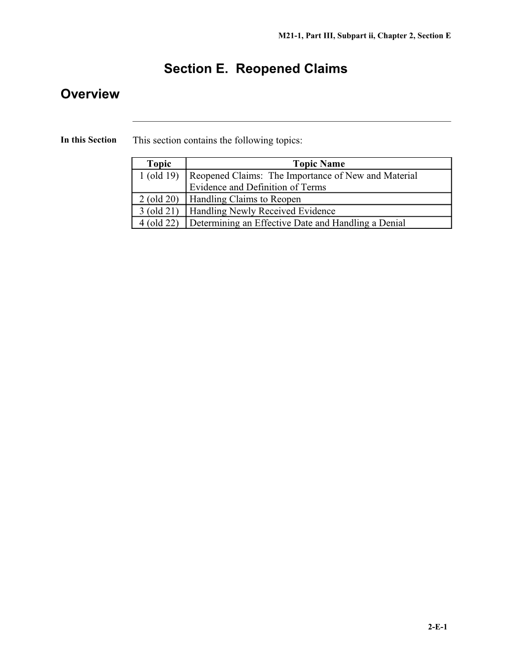 M21-1, Part III, Subpart Ii, Chapter 2, Section E