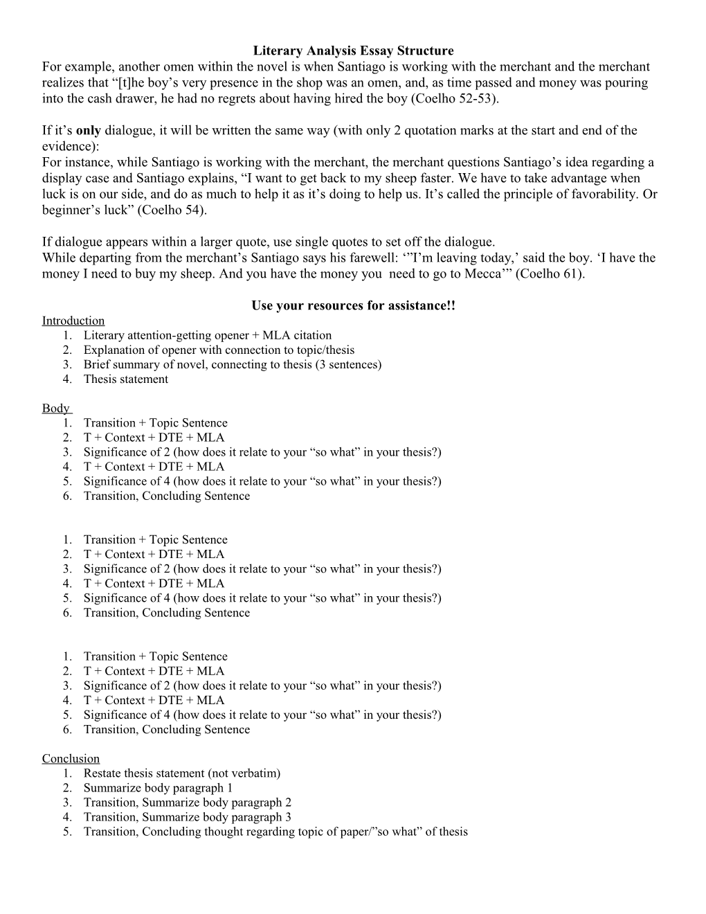 Literary Analysis Essay Structure