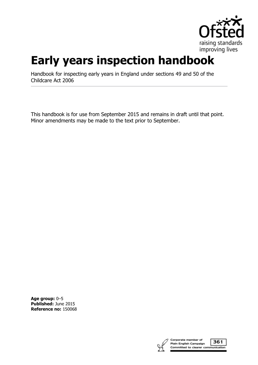 Part 1. How Early Years Providers Will Be Inspected