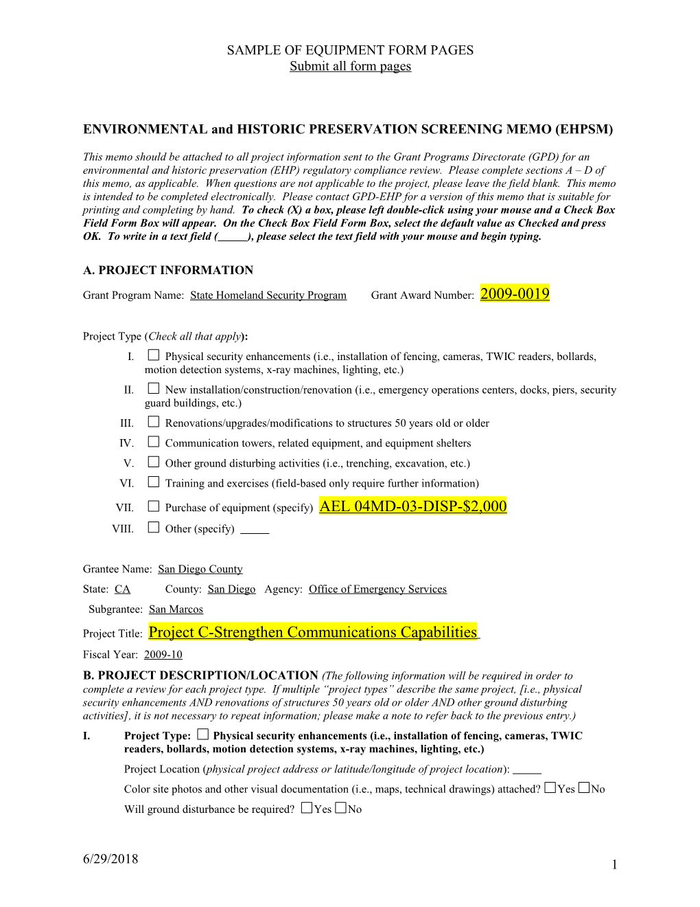 Environmental Screening Form s1