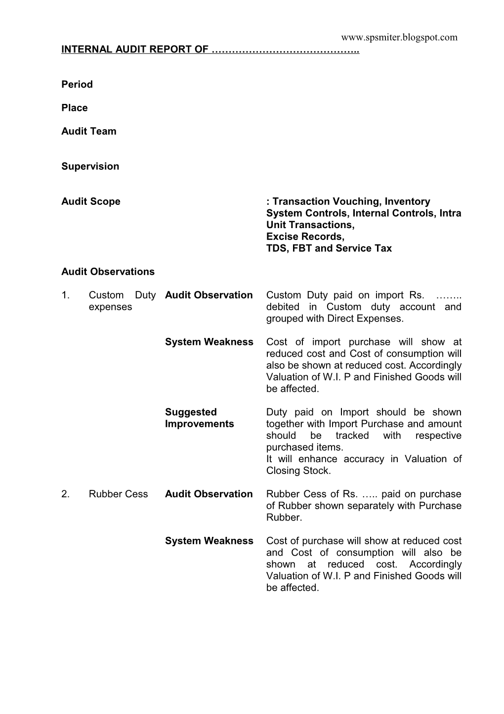 Internal Audit Report of Mku Private Limited Footwear Unit