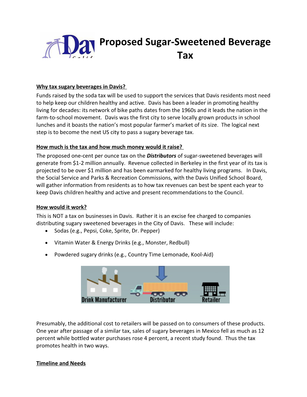 Proposed Sugar-Sweetened Beverage Tax