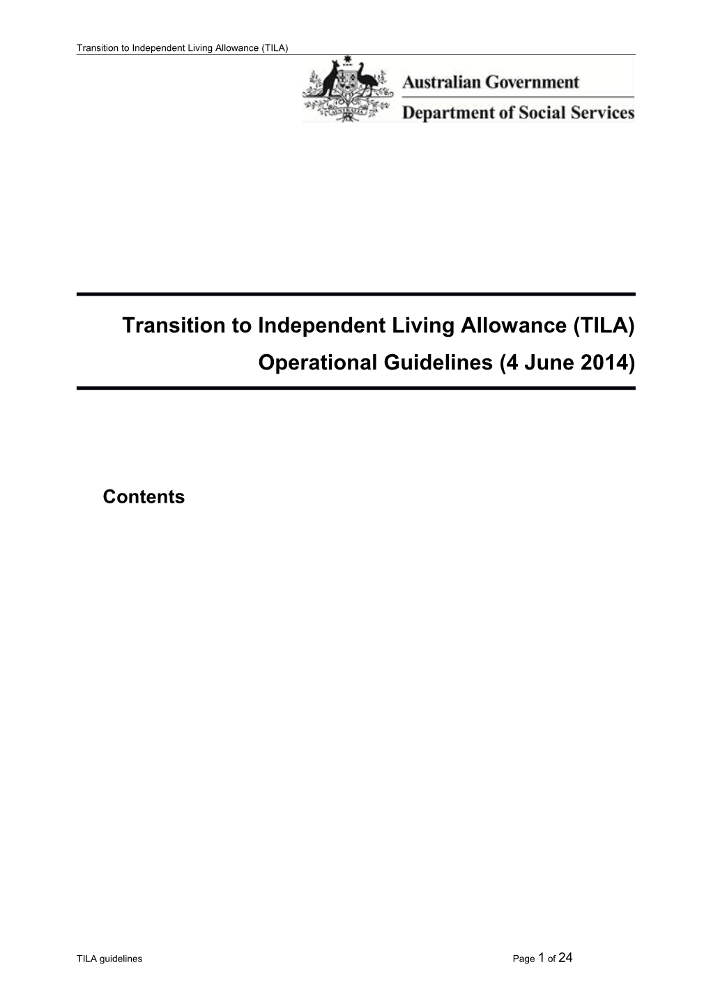 Transition to Independent Living Allowance (TILA)