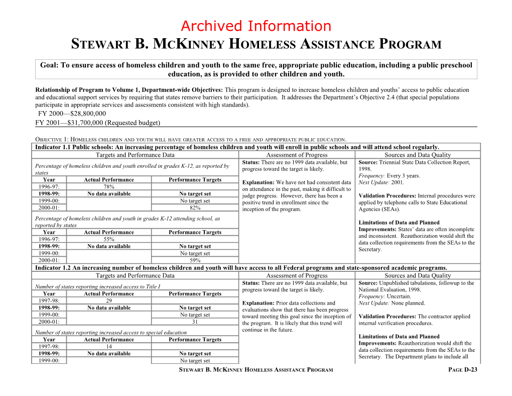 Archived: Stewart B. Mckinney Homeless Assistance Program