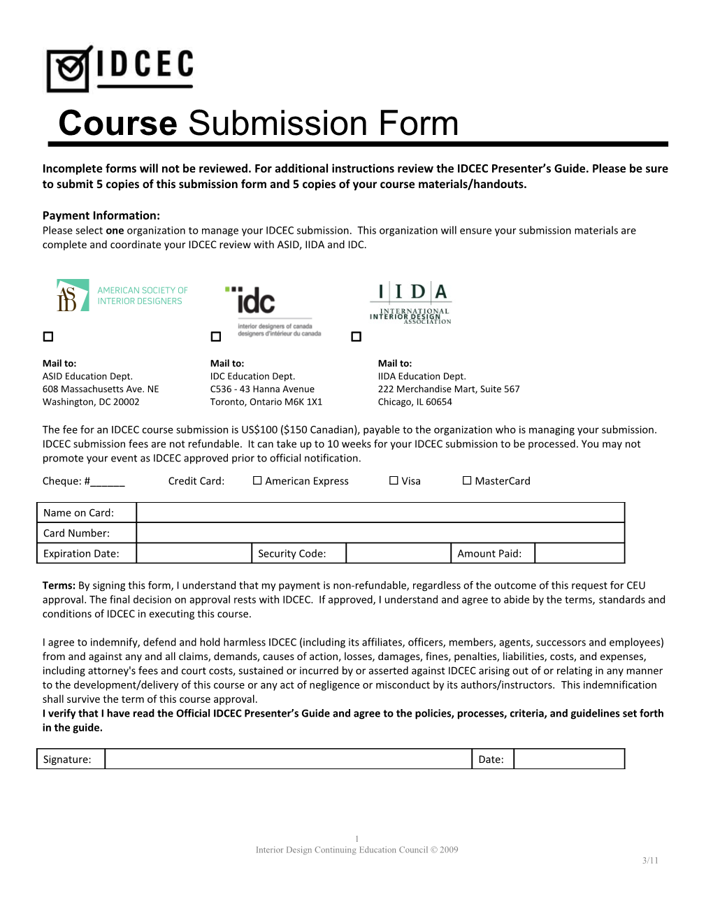 Course Submission Form