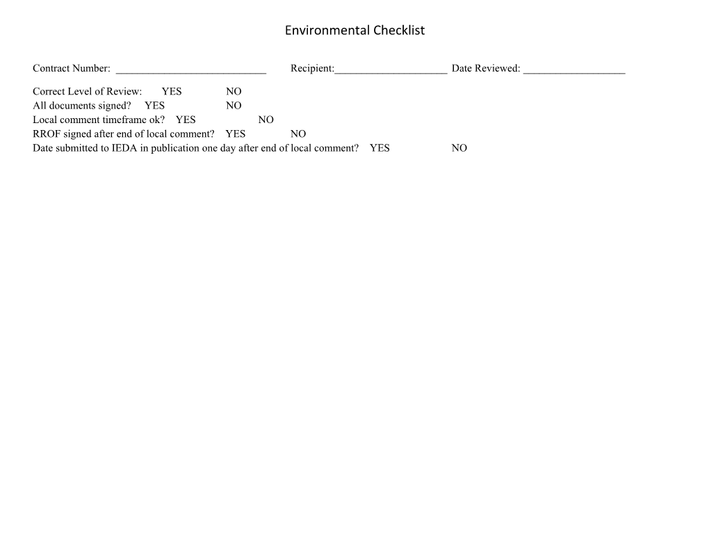 Environmental Checklist