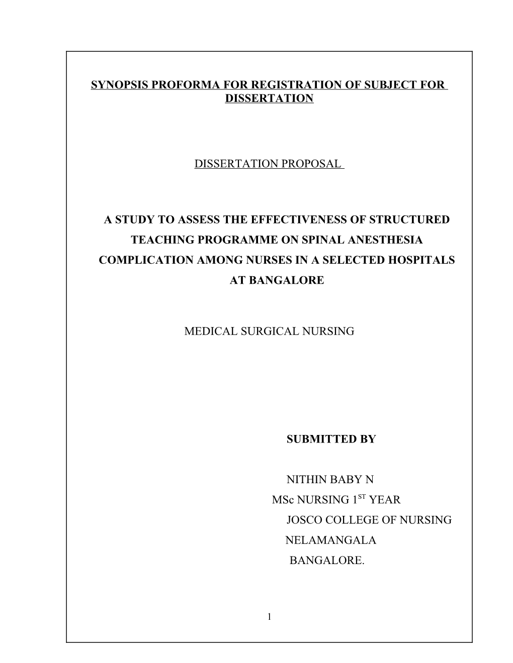 Proforma for Registration of Subject for Dissertation s6