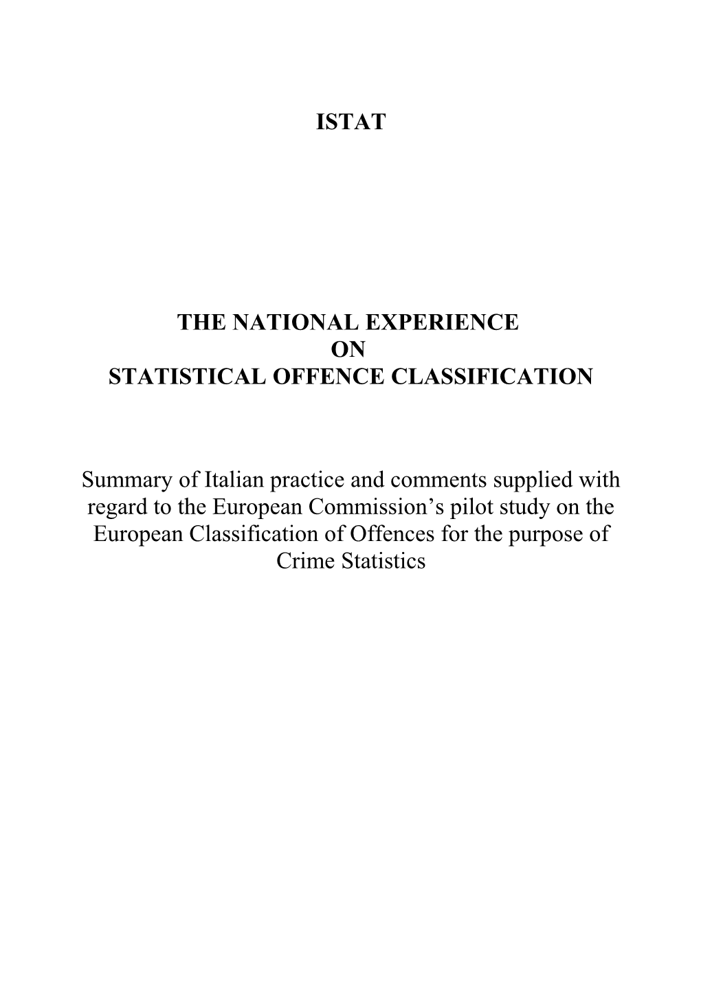 Statistical Crime Classification (Istat)