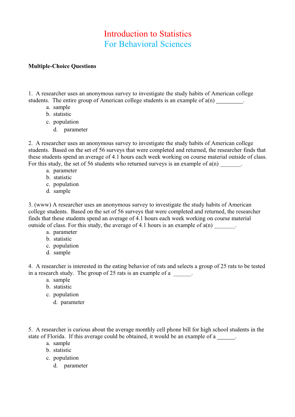 Introduction to Statistics