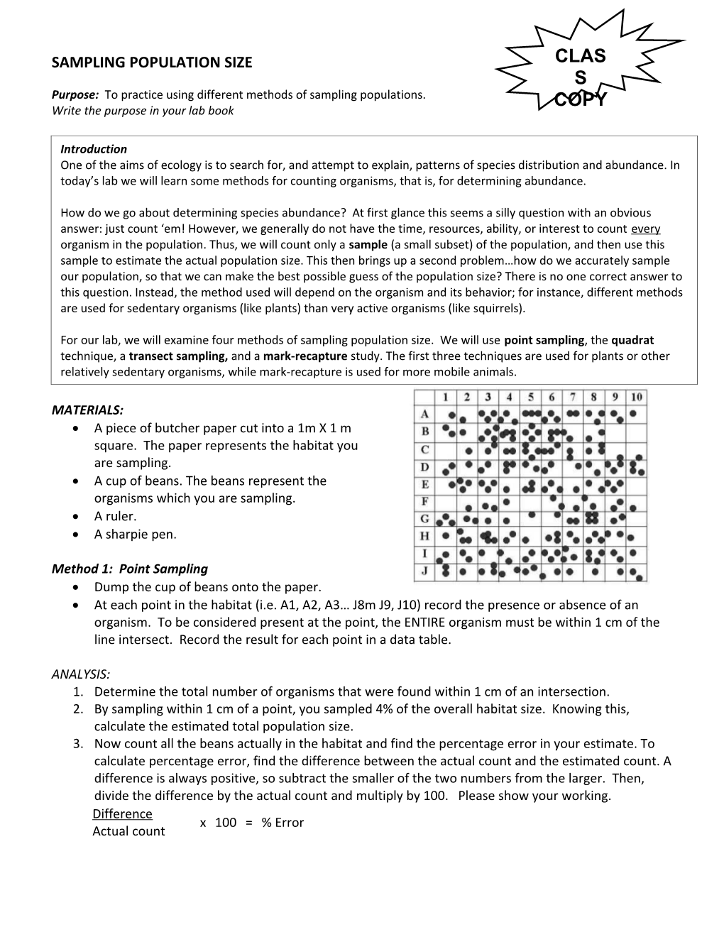 Plant Population Sampling