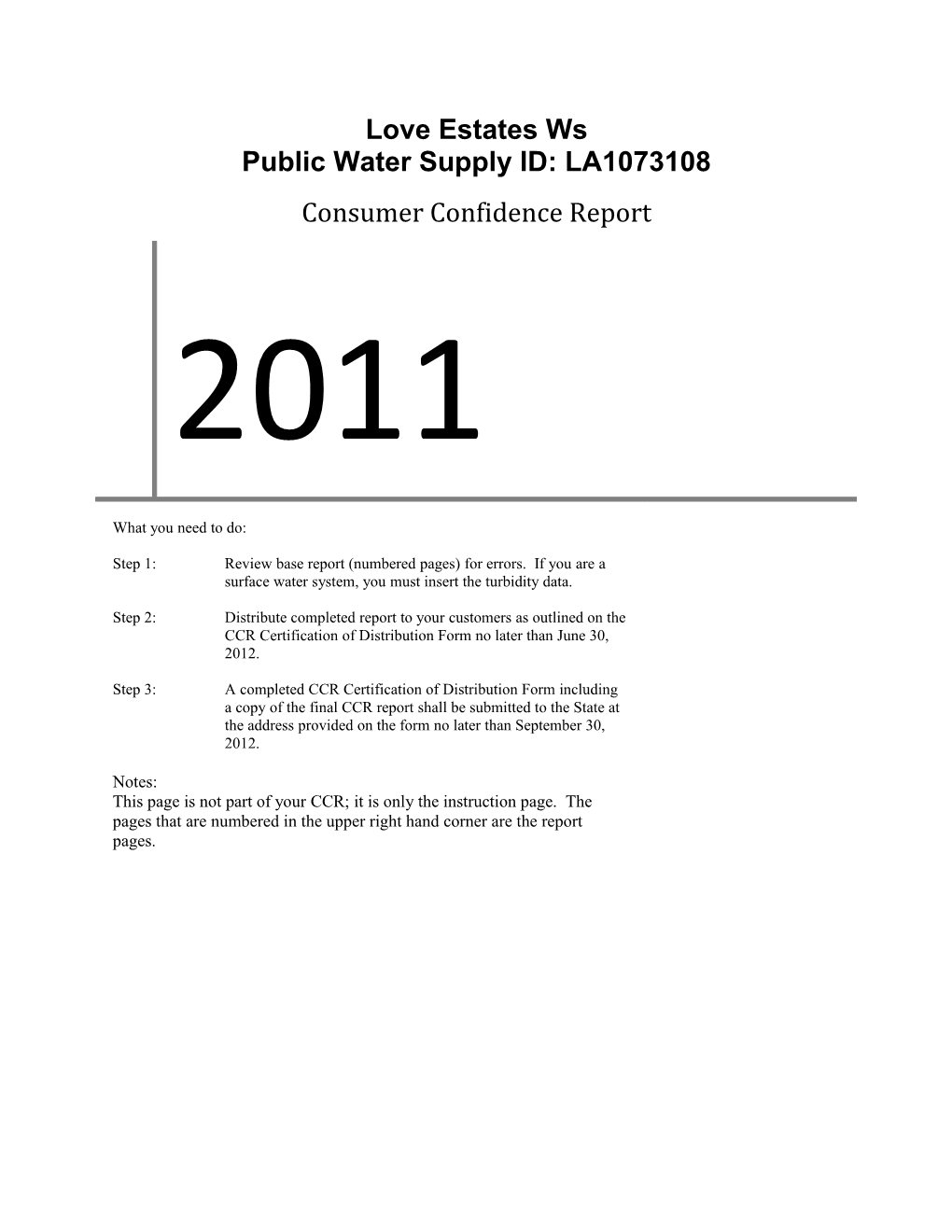 Public Water Supply ID: LA1073108