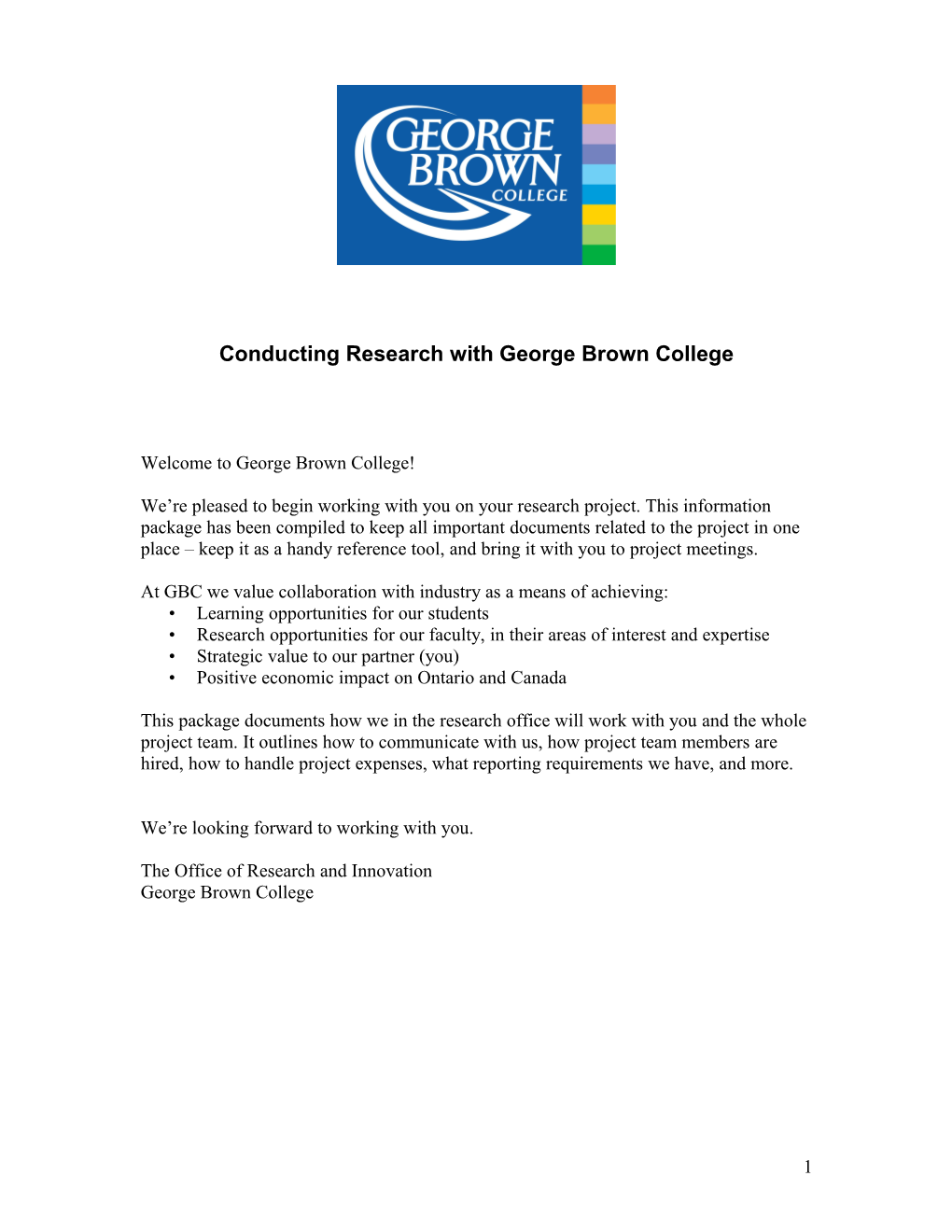 Conducting a Research Project with George Brown College