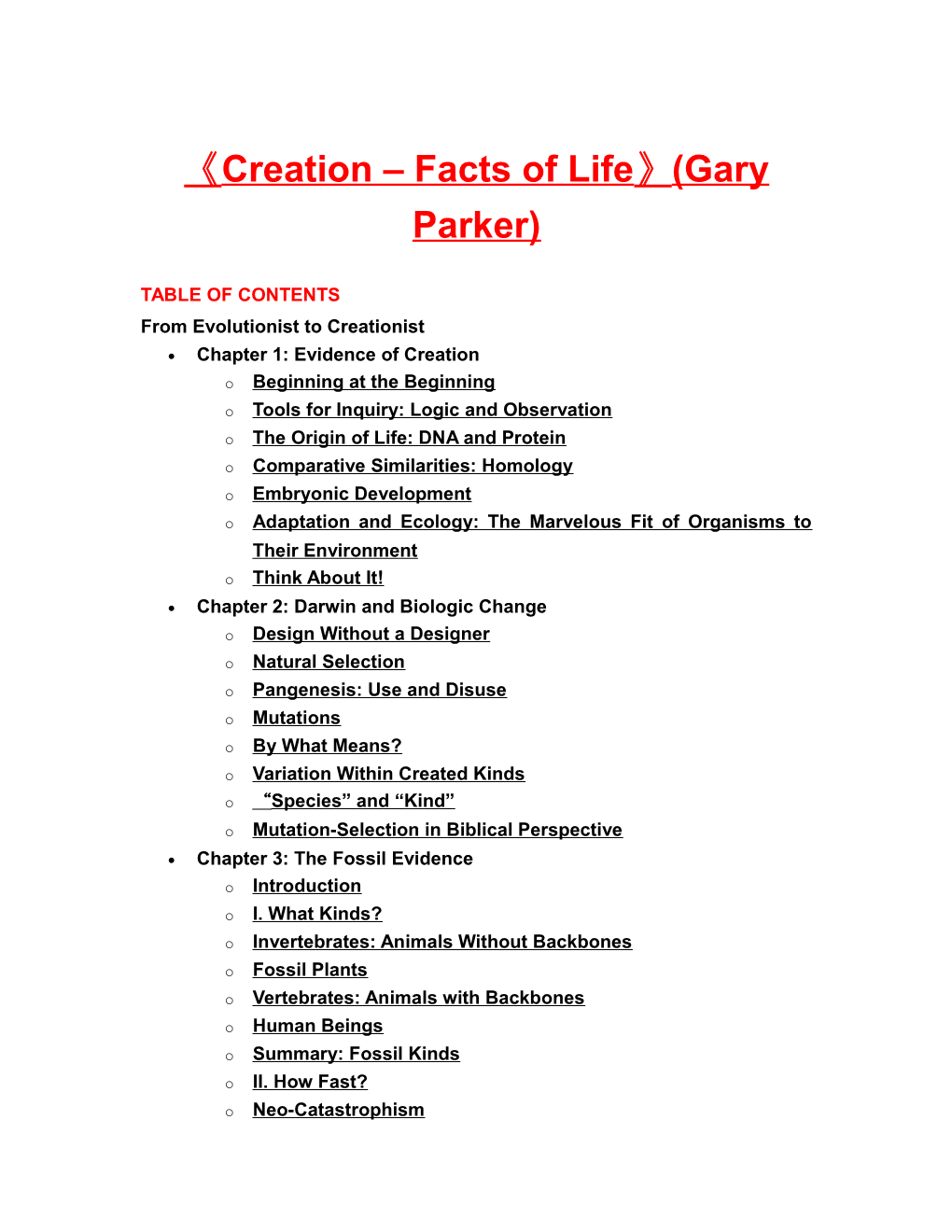 Creation Facts of Life (Gary Parker)