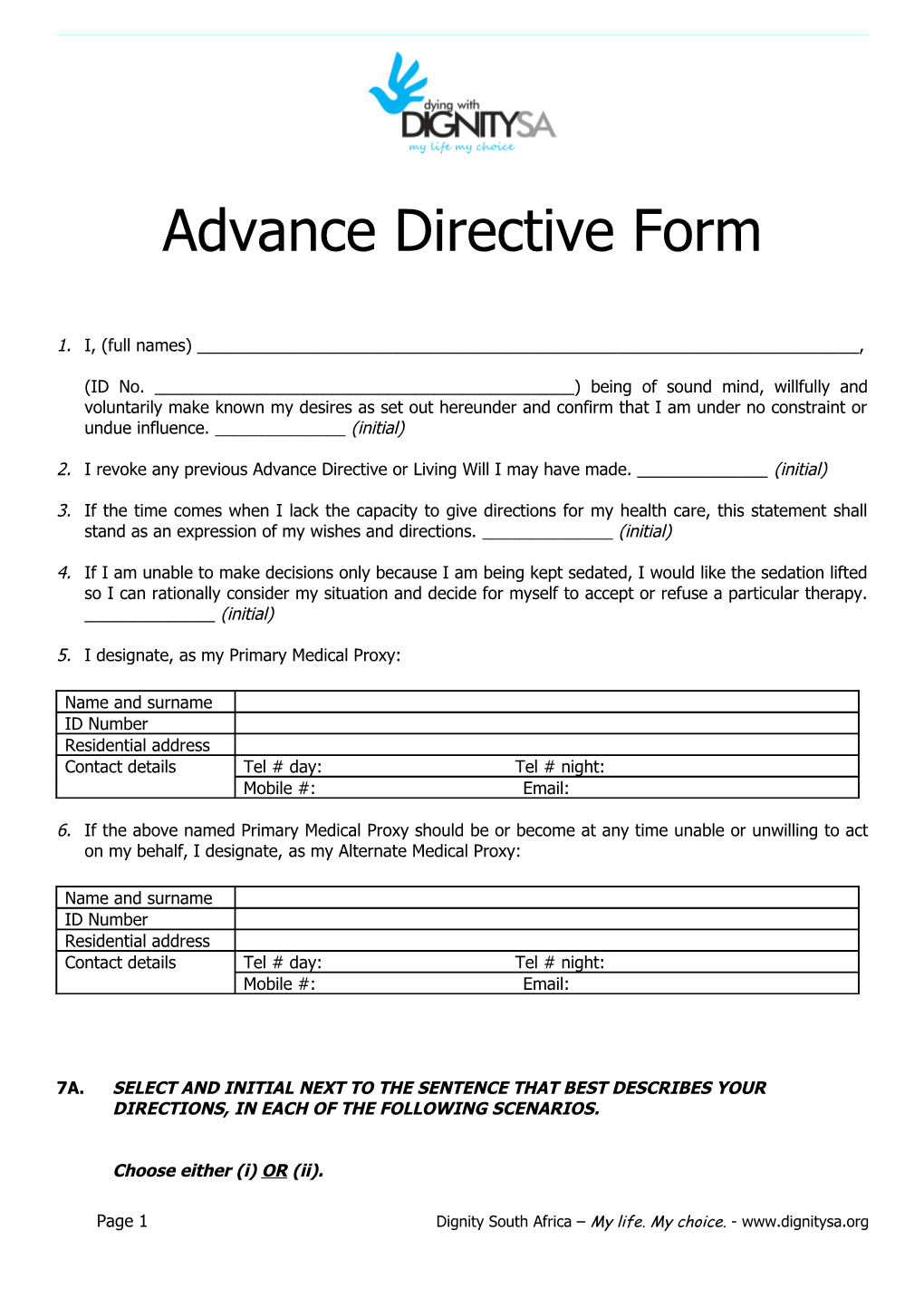 Advance Directive Form