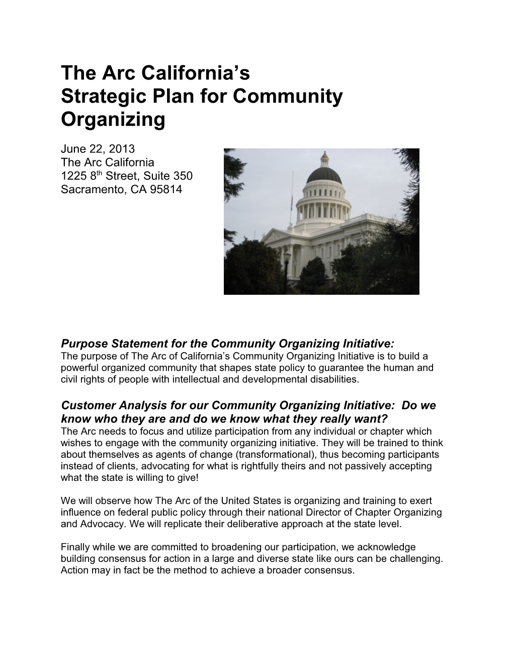 The Arc of California S Strategic Plan for Community Organizing