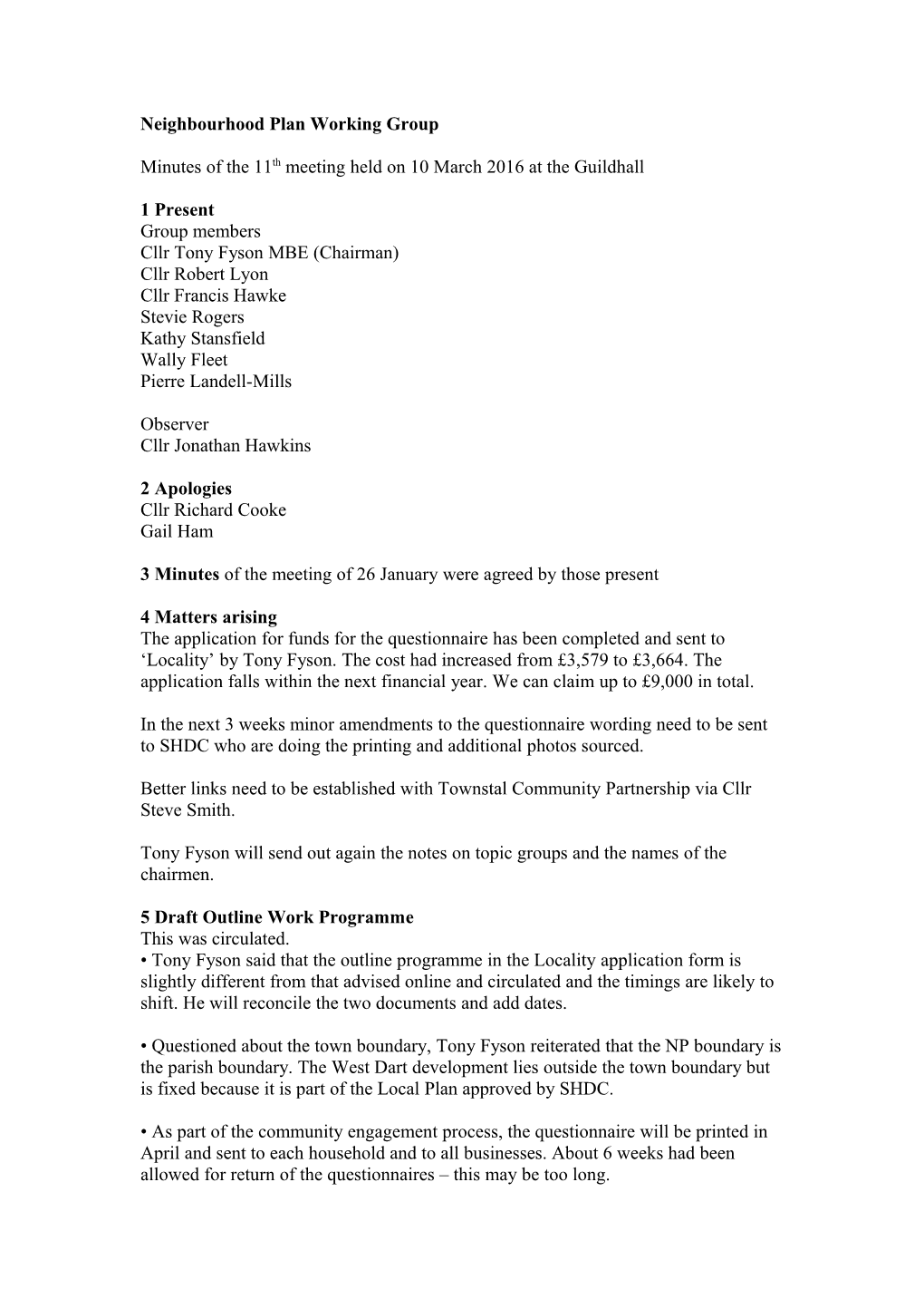 Neighbourhood Plan Working Group