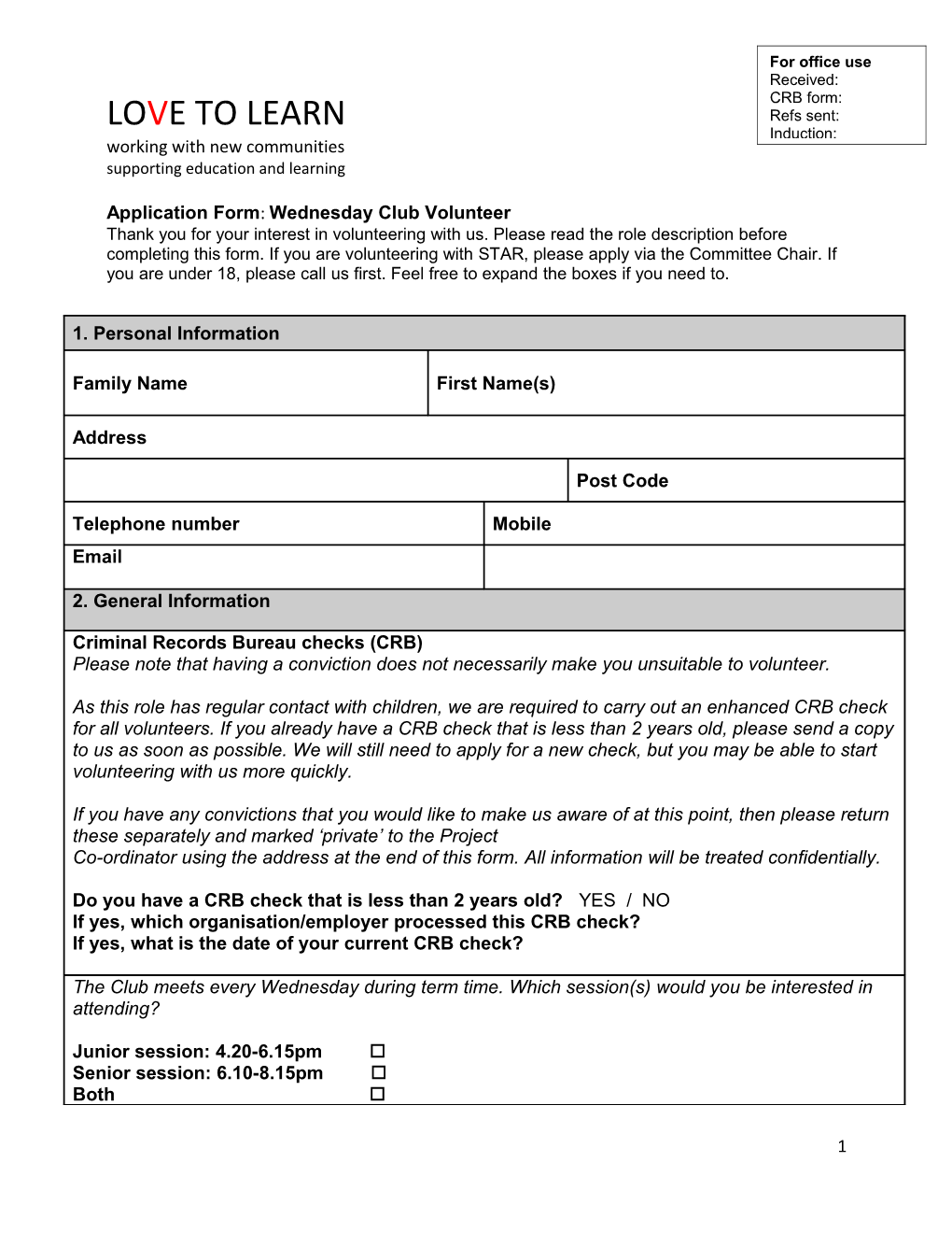 Volunteer Application Form s5
