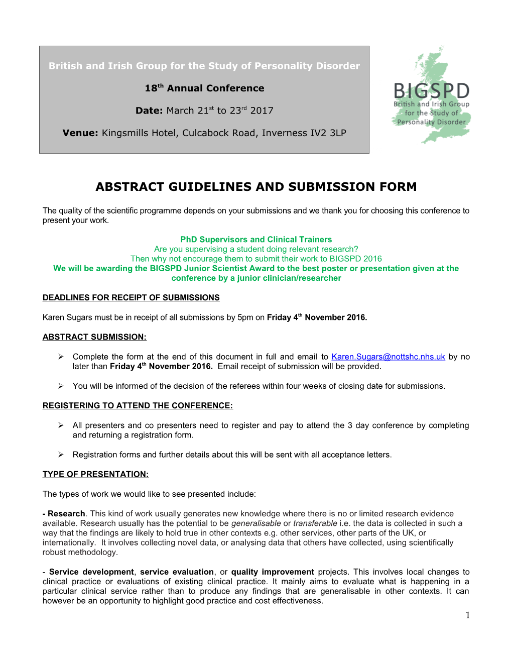 British and Irish Group for the Study of Personality Disorder