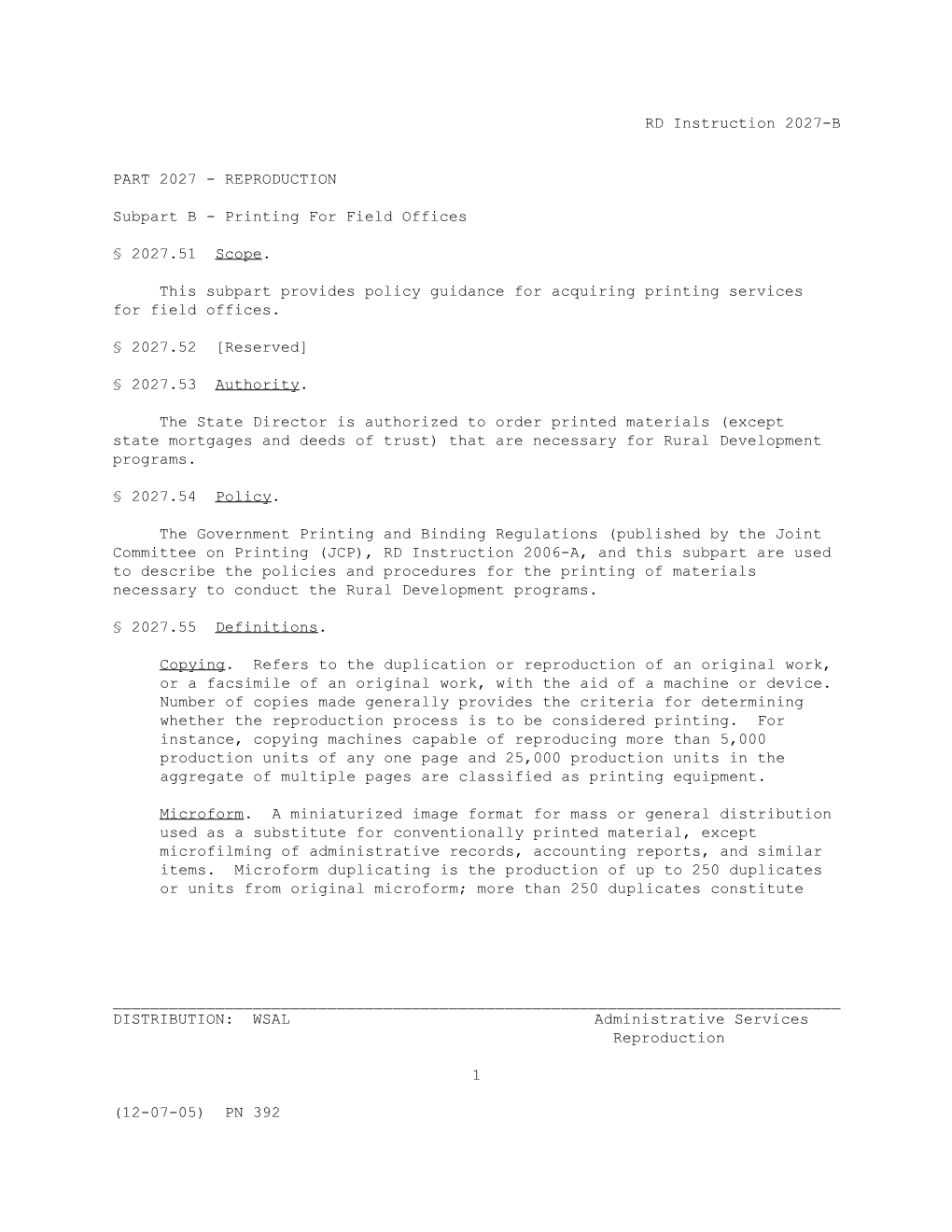 Subpart B - Printing for Field Offices