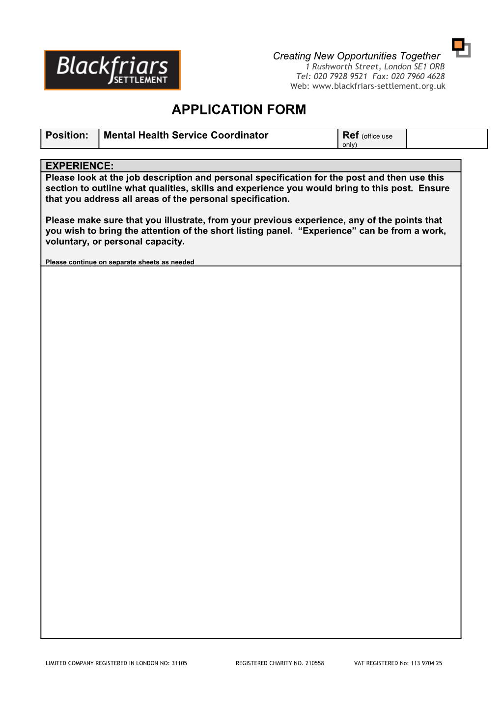 Application Form s18