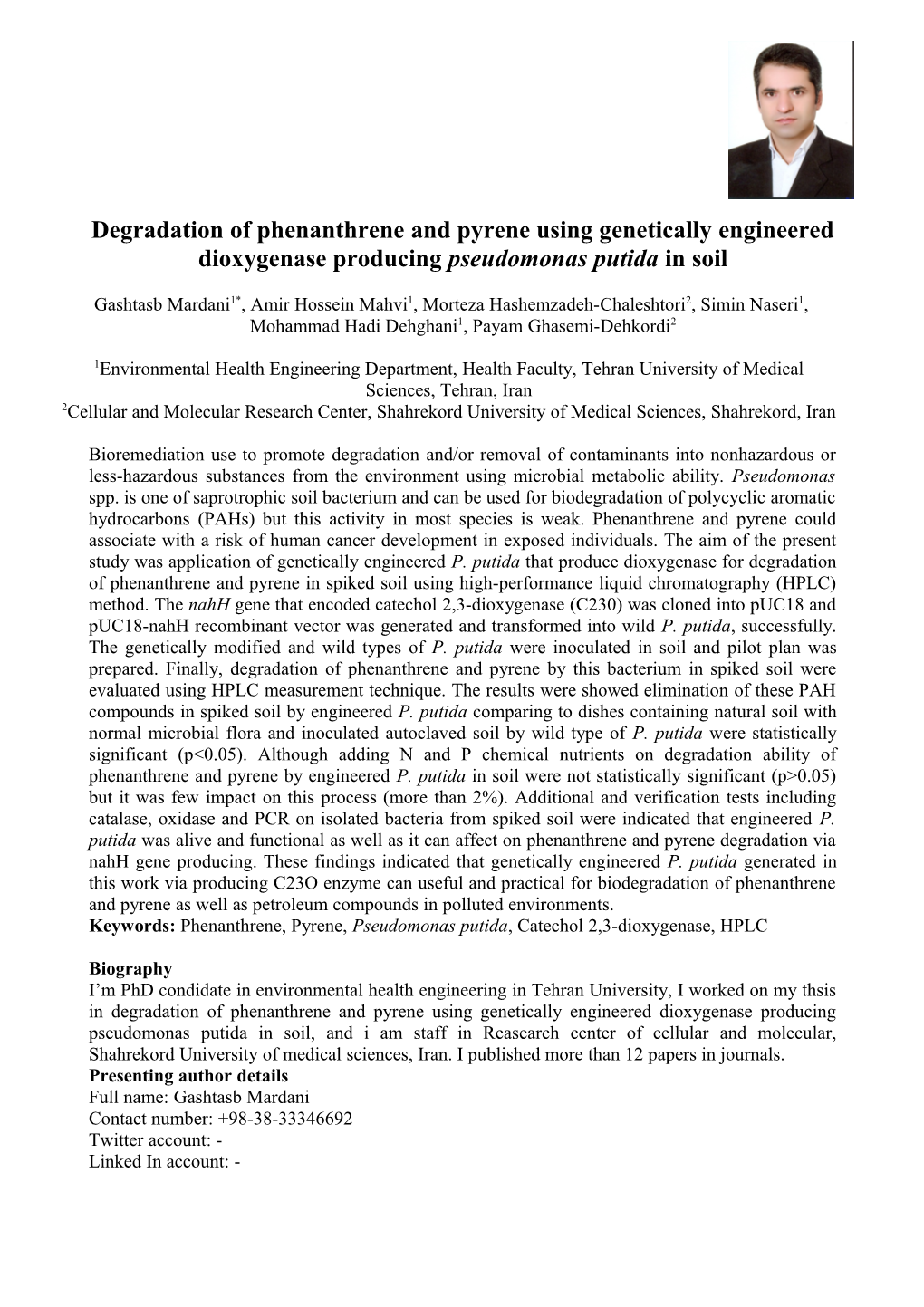Degradation of Phenanthrene and Pyrene Using Genetically Engineered Dioxygenase Producing