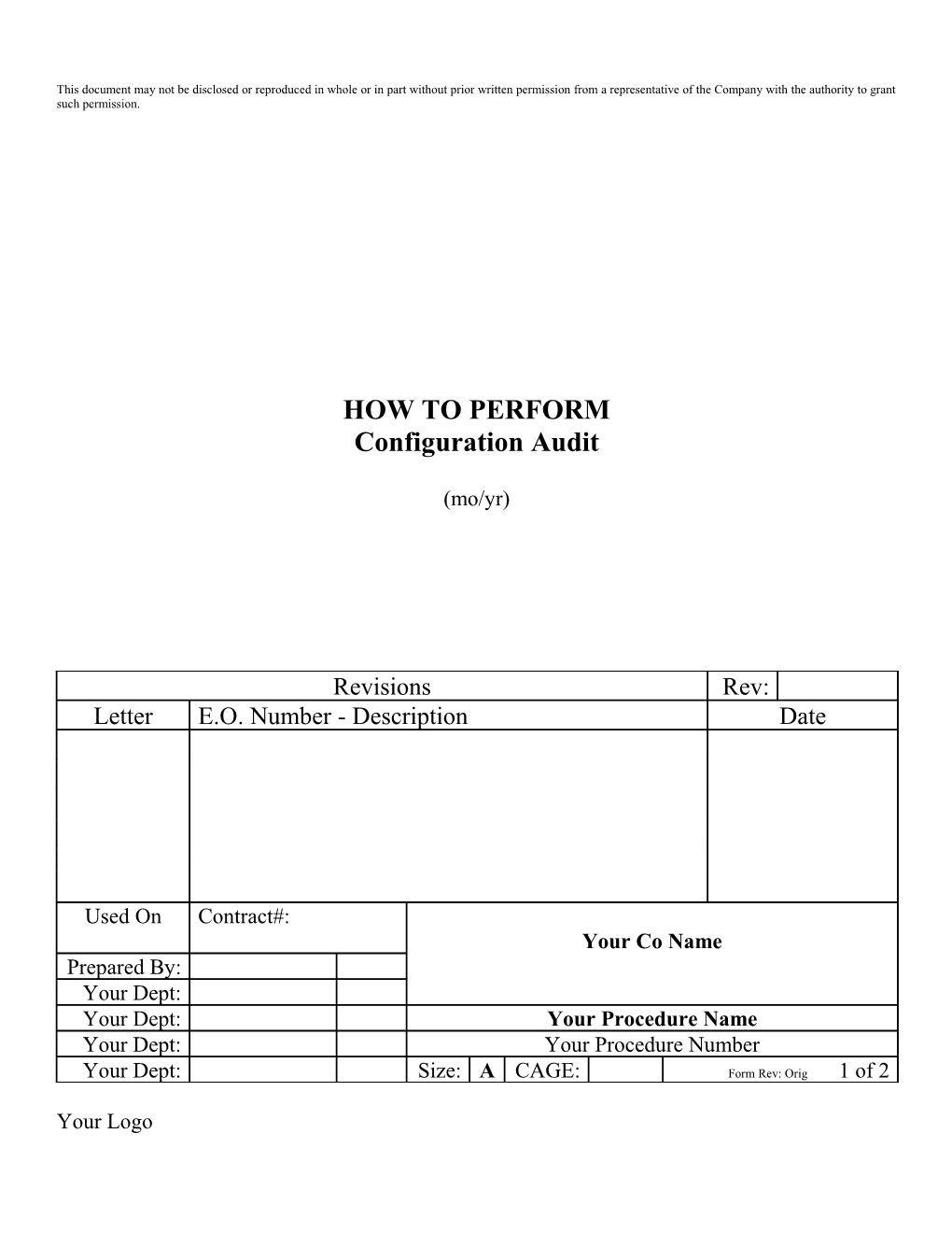 Configuration Audit Work Instruction