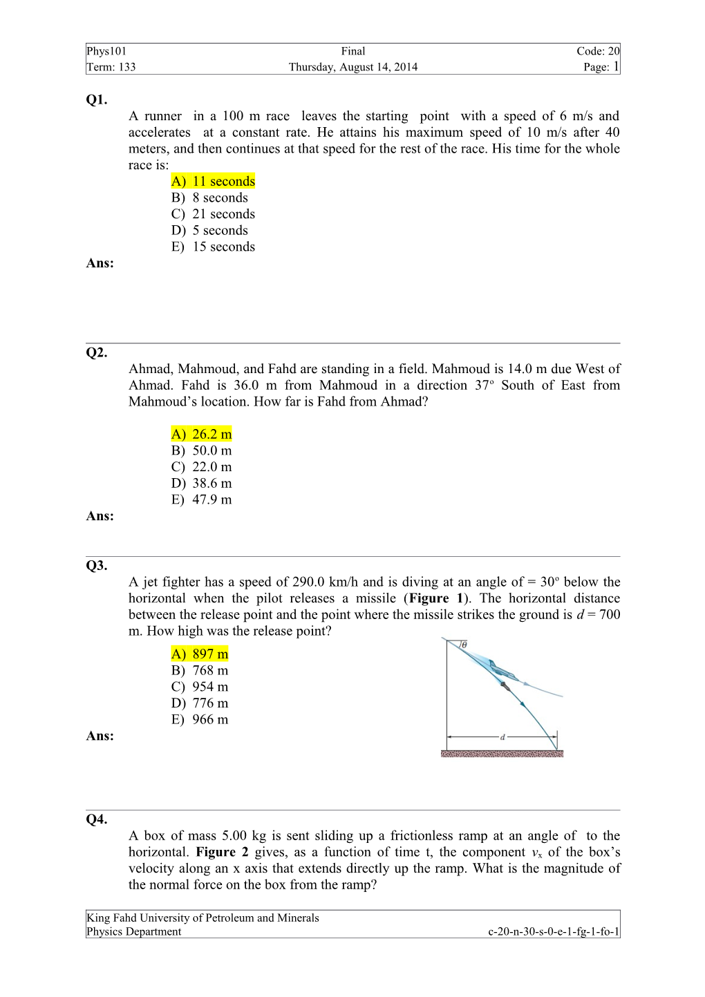 A Runner in a 100 M Race Leaves the Starting Point with a Speed of 6 M/S and Accelerates