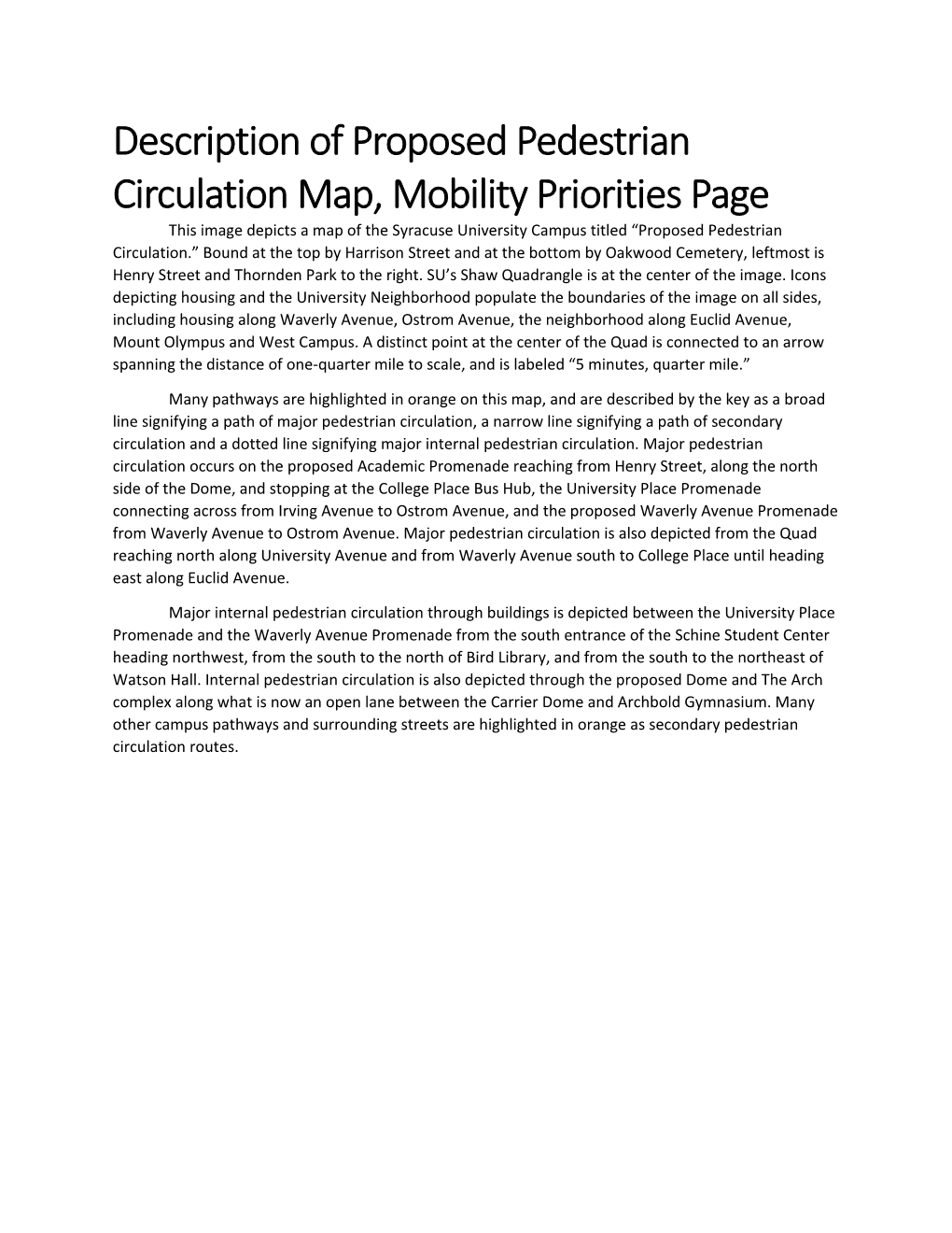 Description of Proposed Pedestrian Circulation Map, Mobility Priorities Page