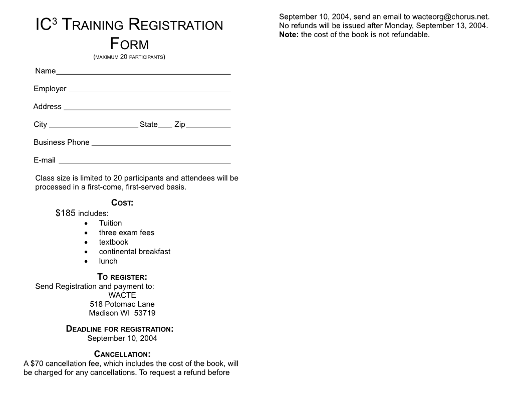 IC3 Training Registration Form