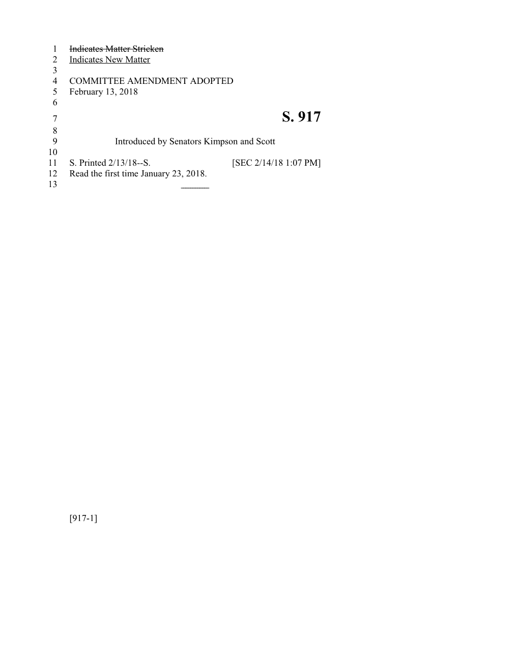 2017-2018 Bill 917 Text of Previous Version (Feb. 14, 2018) - South Carolina Legislature Online